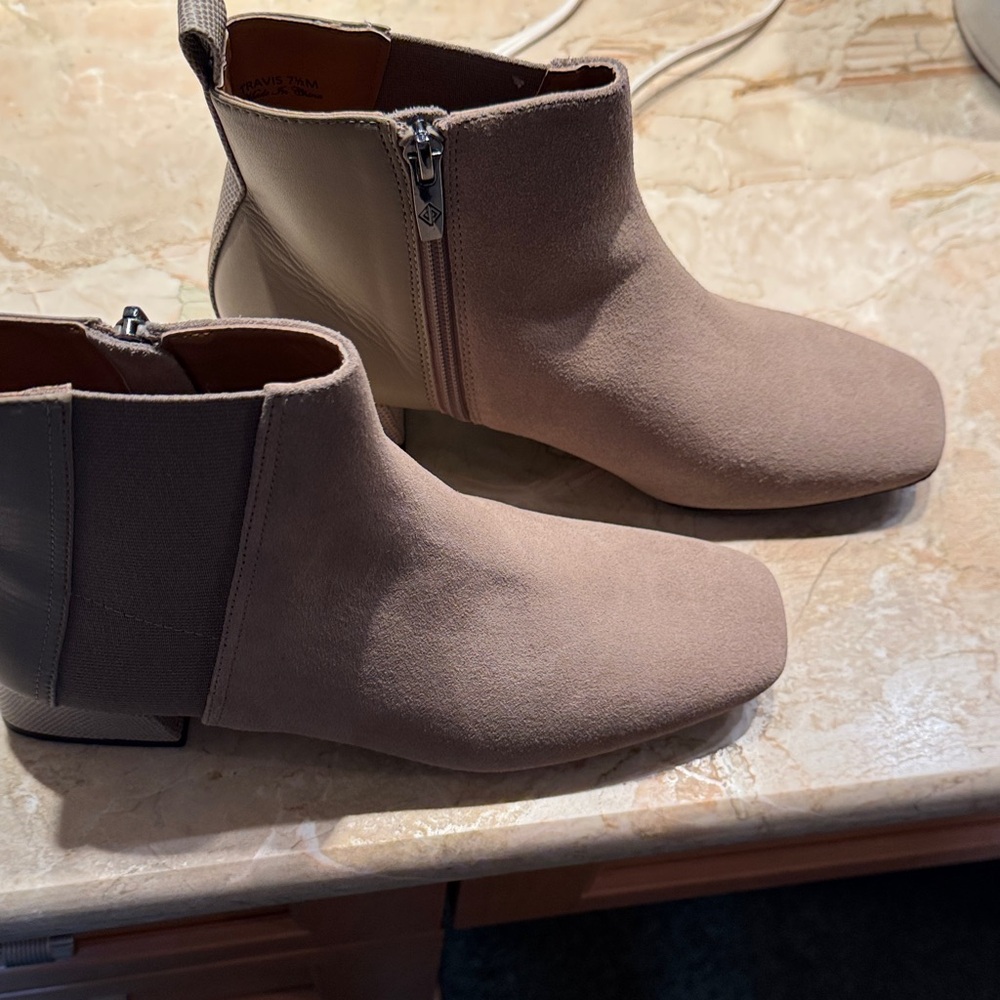 Donald J. Pliner Taupe and Gray Ankle Boots